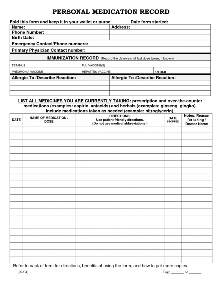 Images Of Printable Medication List To Print Log Sheet With Regard To