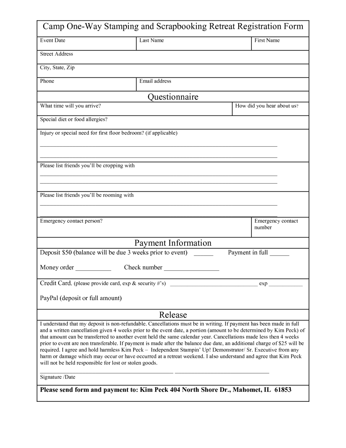 Registration Form Template Word Free