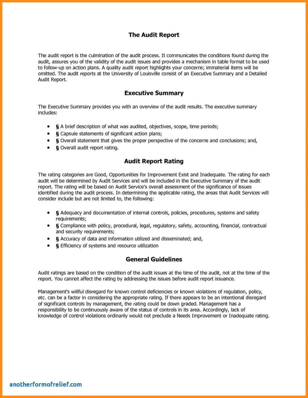 002 Audit Report Template Internal Reports Templates Unique Pertaining To Internal Control Audit Report Template