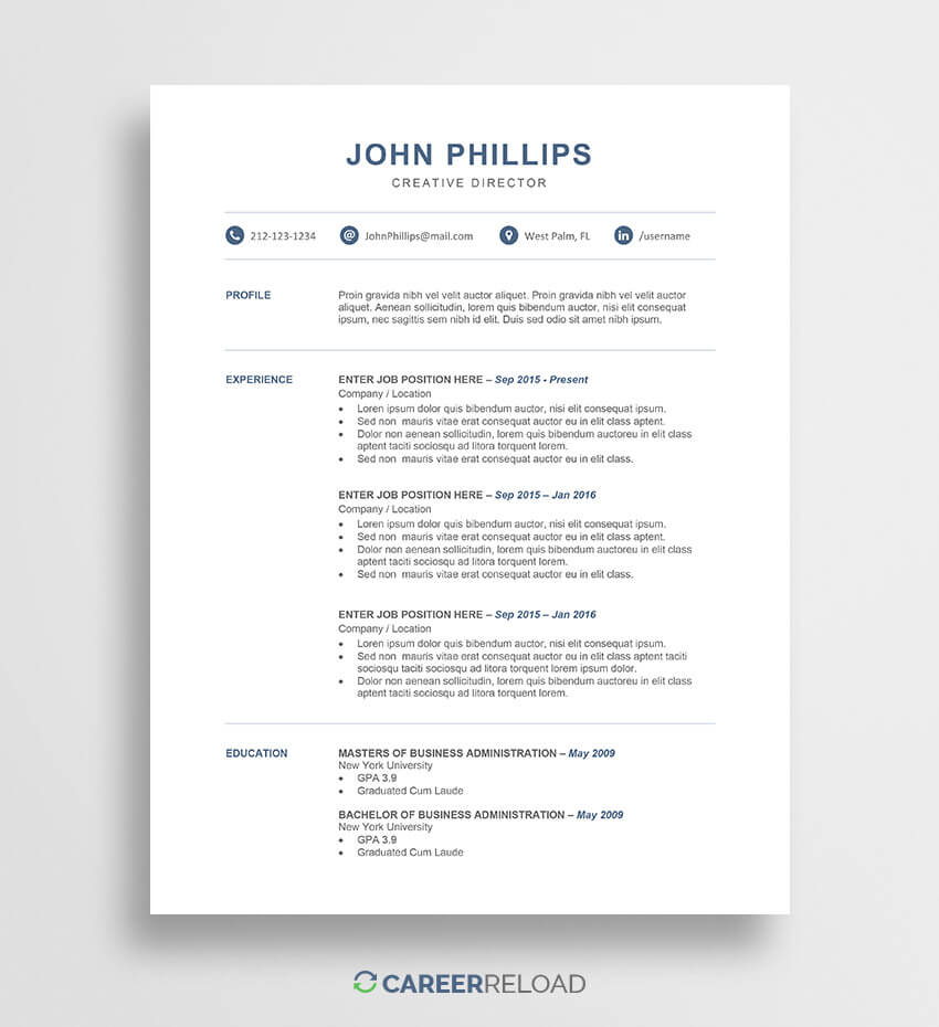 002 Word Resume Template John Templates Free Excellent 2016 Pertaining To Microsoft Word Resume Template Free