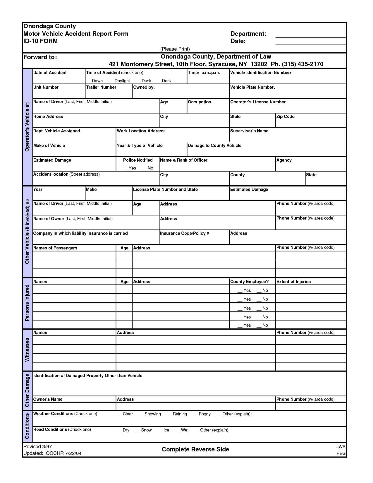 003 Auto Accident Report Form Template Ideas Motor Vehicle Throughout Vehicle Accident Report Form Template