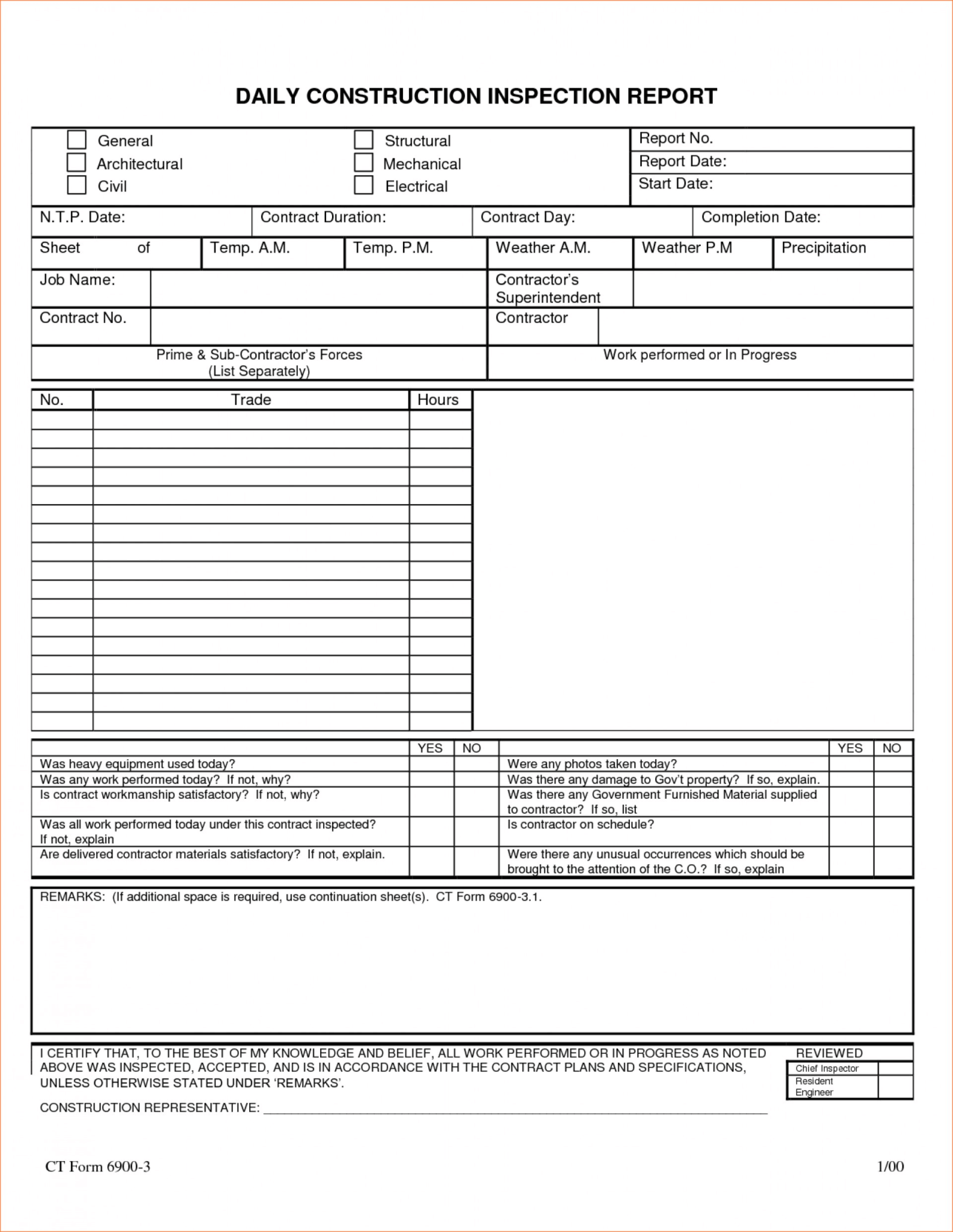 003 Construction Daily Reports Templates Report Form In Superintendent 