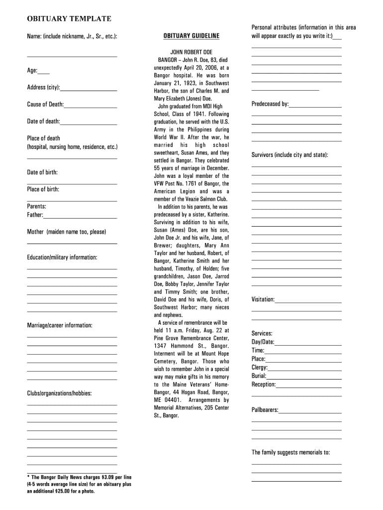 003 Newspaper Obituary Template Microsoft Word Large With Obituary Template Word Document