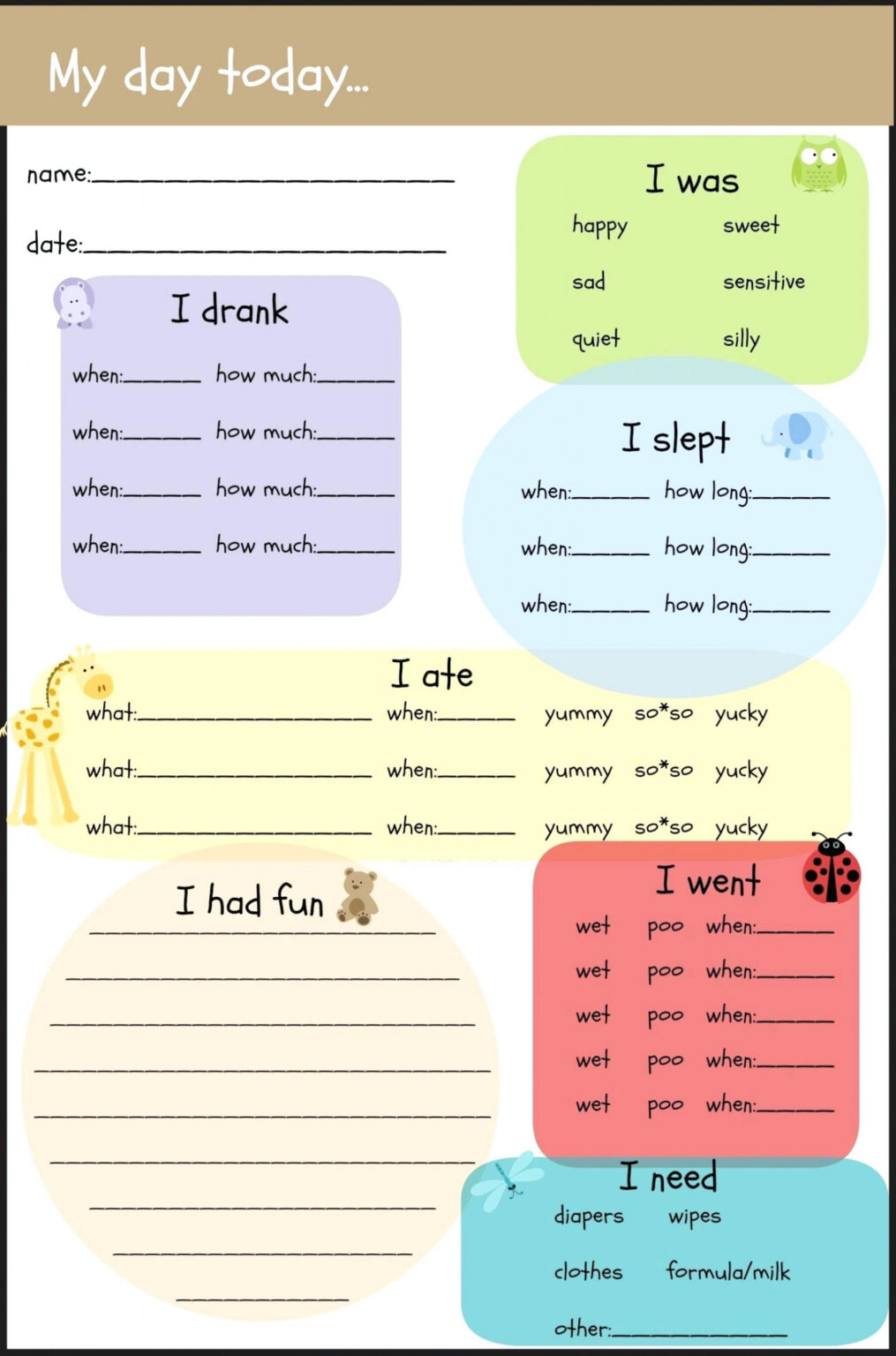 printable infant daily schedule