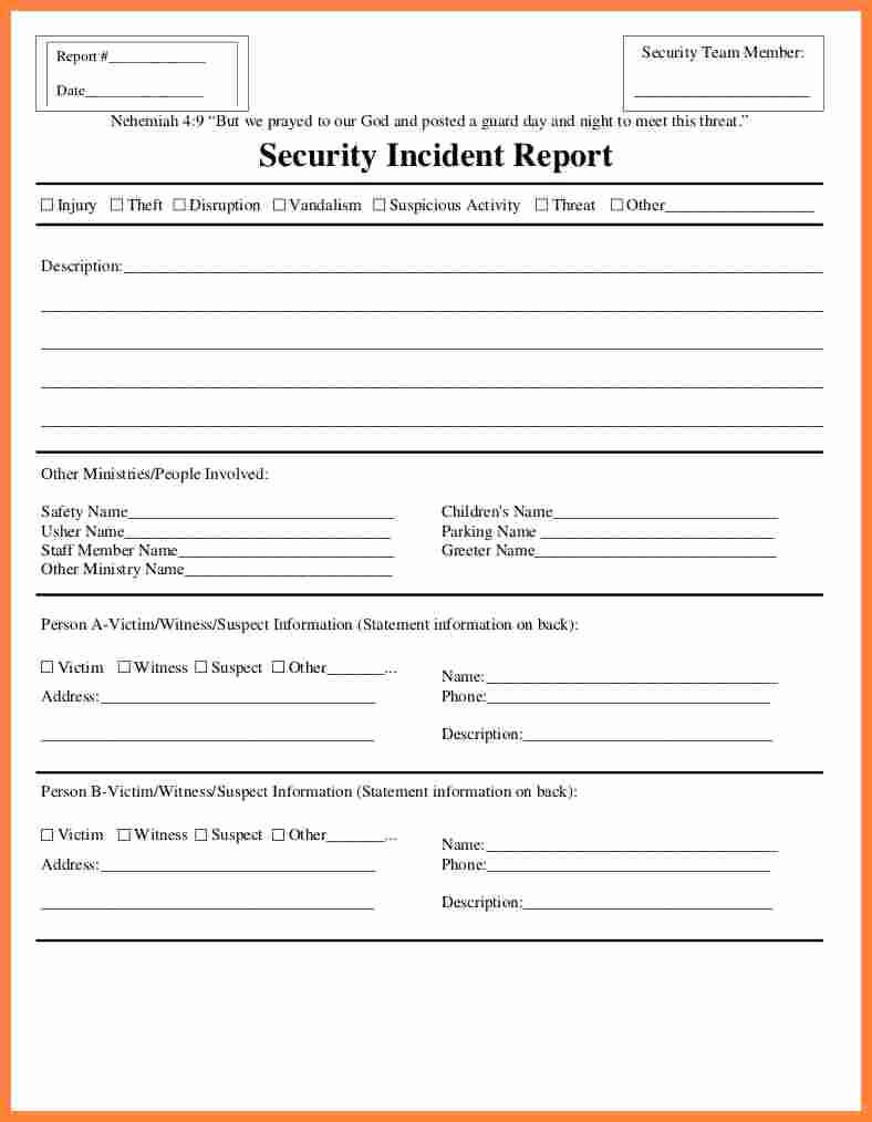 003 Security Incident Report Form Template Word Ideas 20Fire With Incident Report Form Template Word