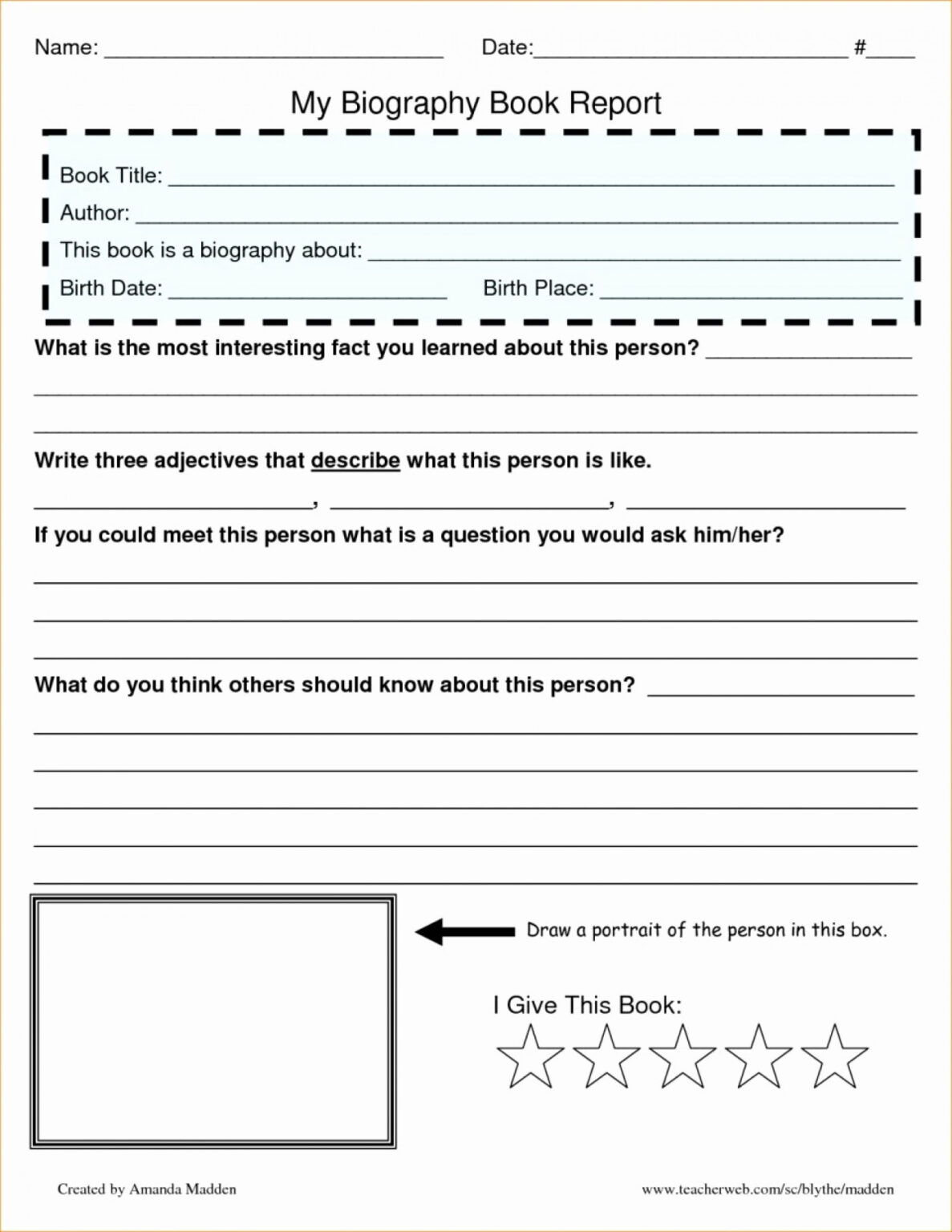 writing a biography template middle school