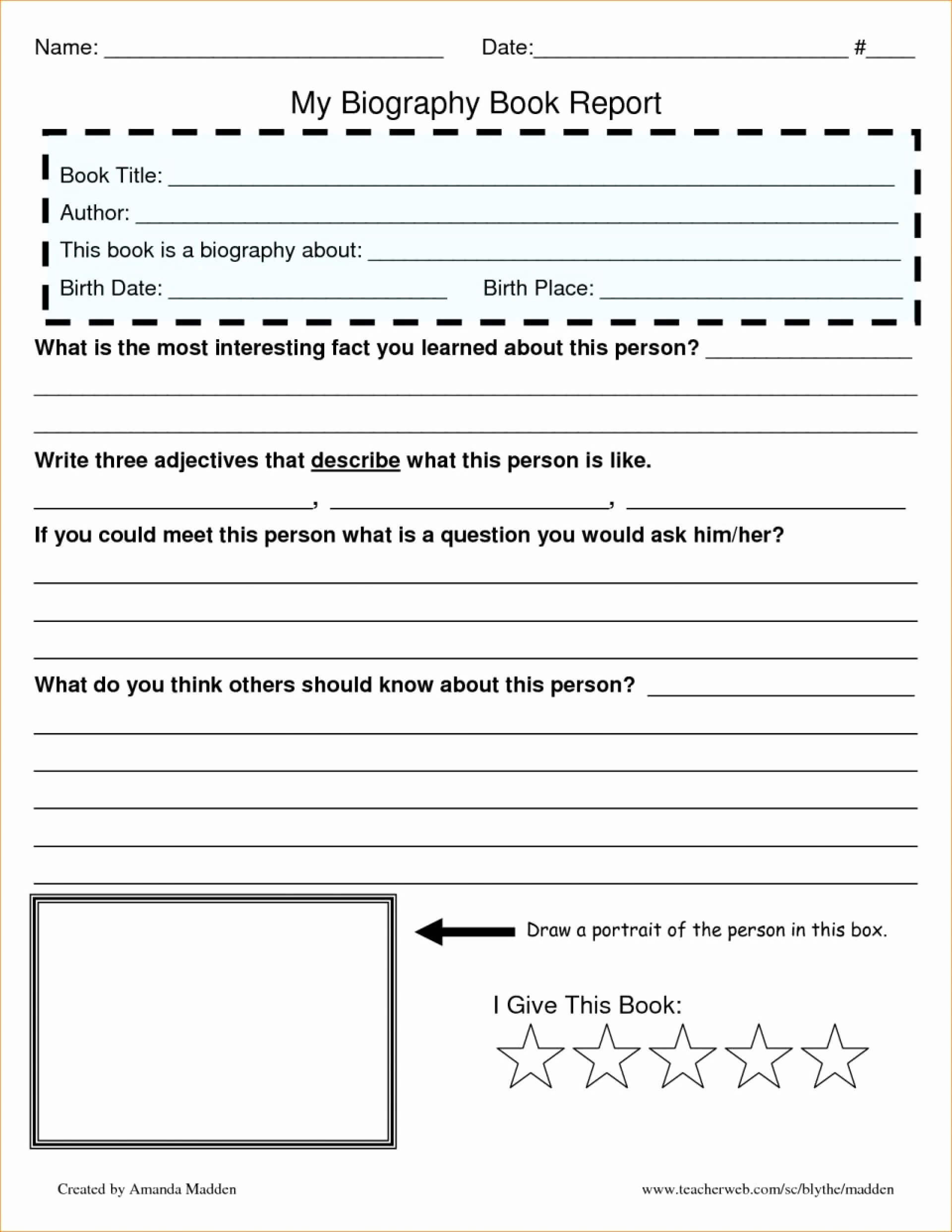003 Template Ideas Biography Book Report Formidable 4Th For 4Th Grade Book Report Template