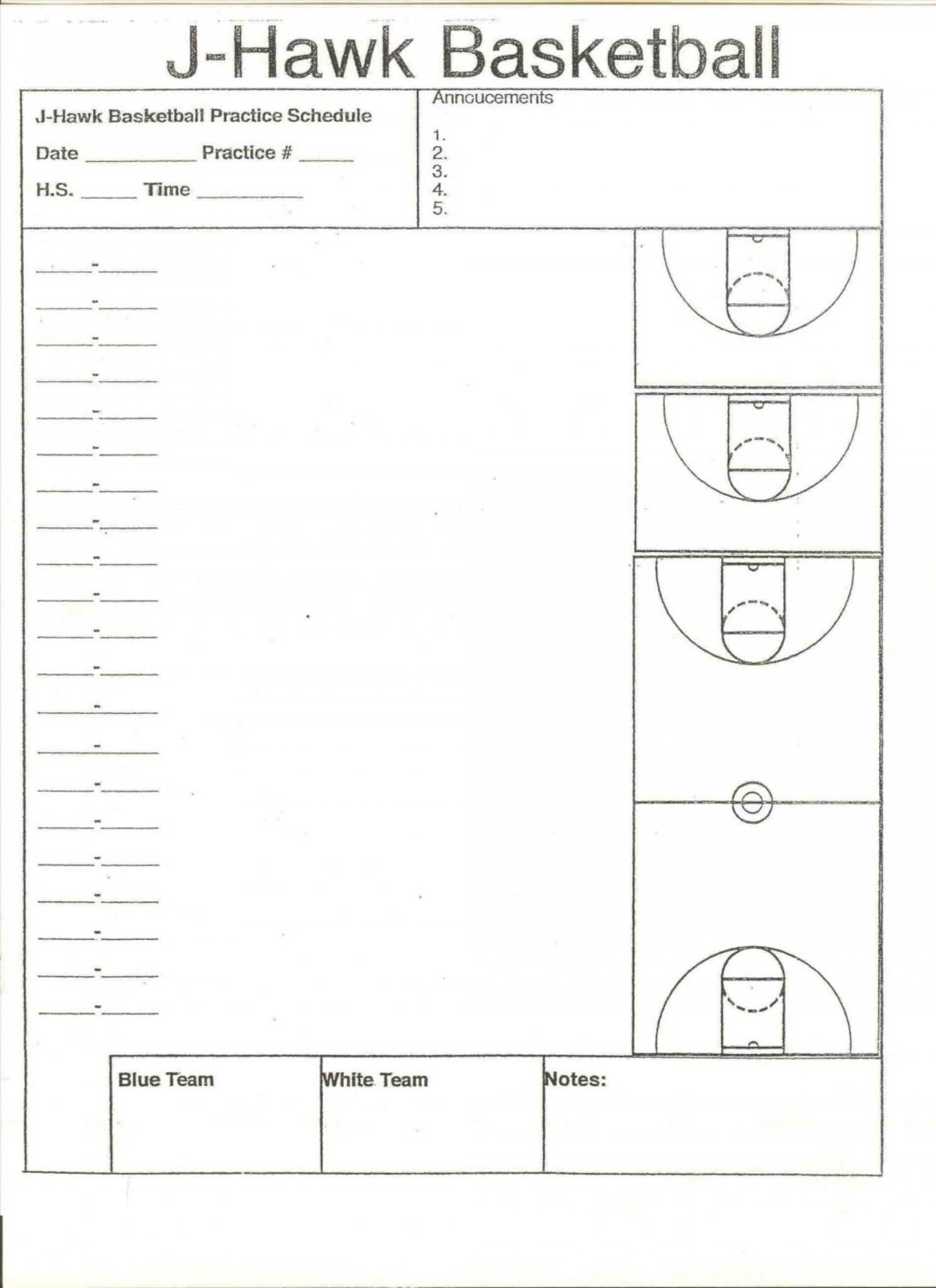 004 Basketball Practice Plan Template For Youth Software Within Blank