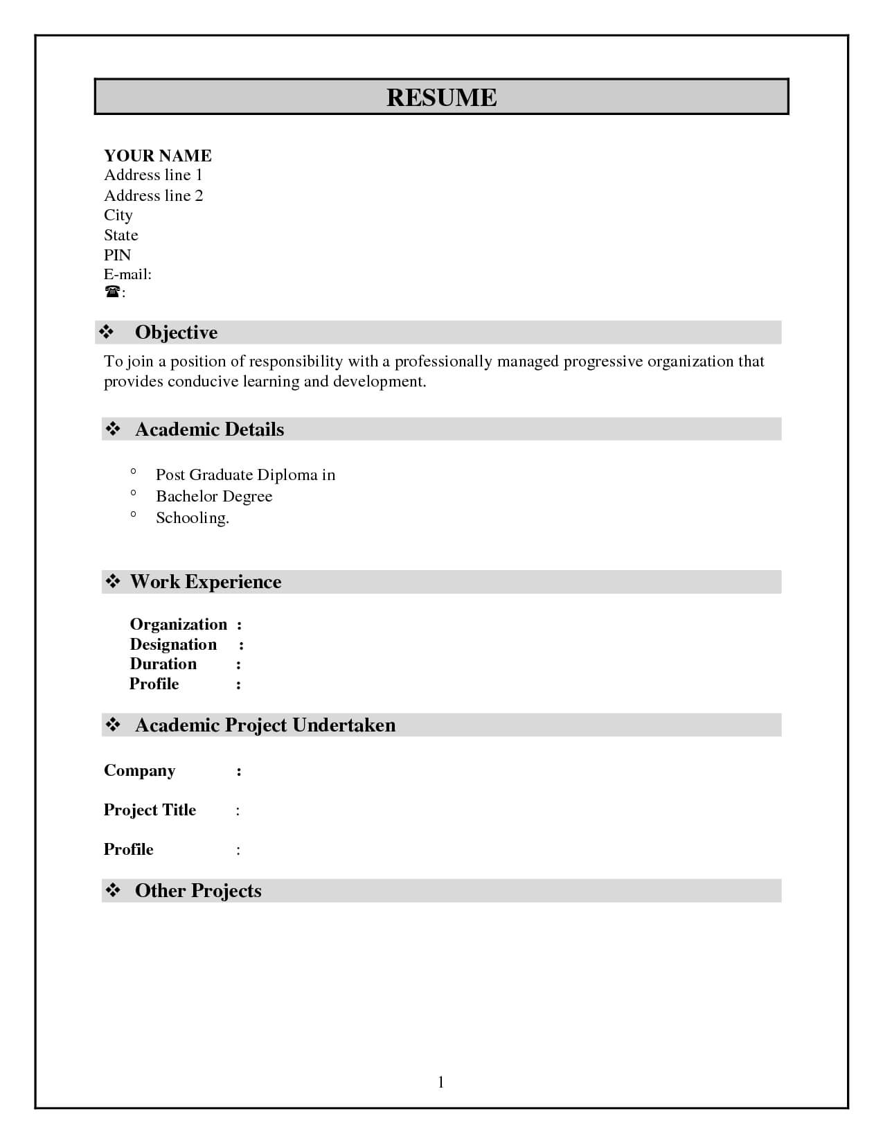 simple resume free template download for notepad