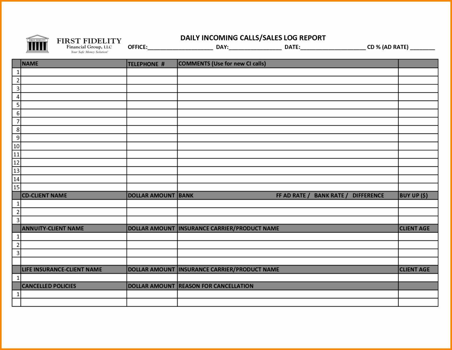 Sales Call Report Template Best Sample Template