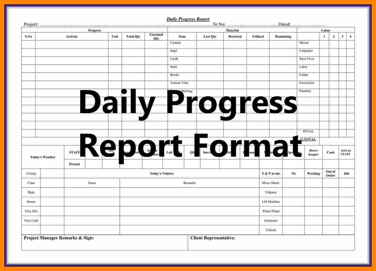 004 Template Ideas Construction Daily Progress Report Intended For Construction Daily Progress Report Template