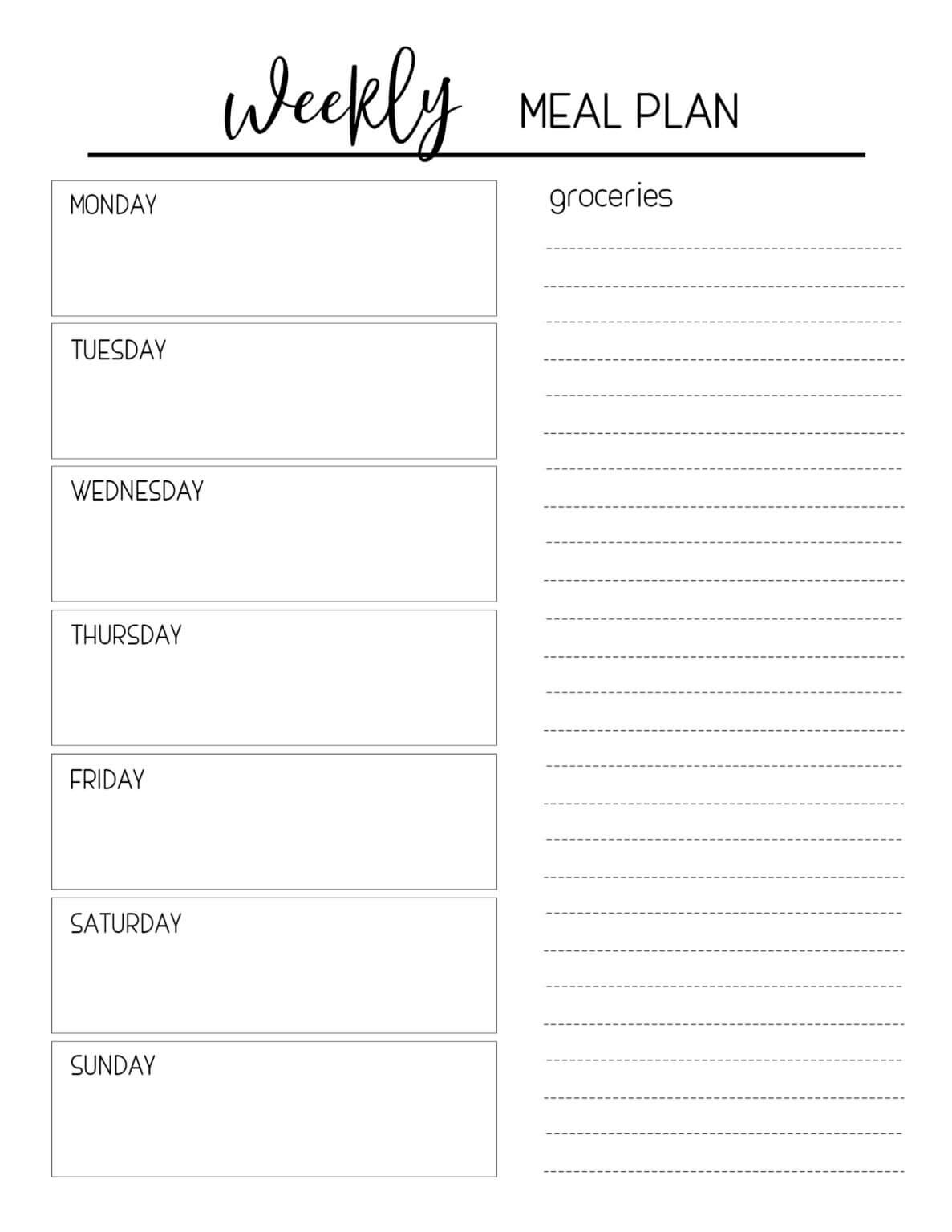 Blank Meal Plan Template