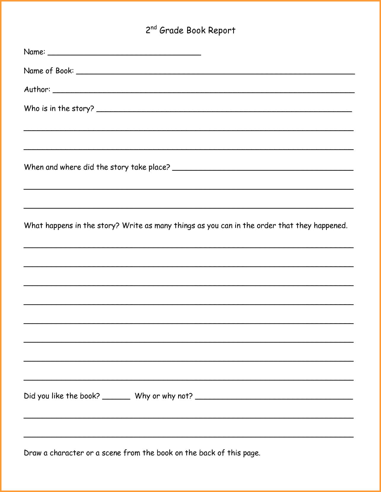004 Template Ideas X Book Resport Page Free Report Wondrous Throughout Second Grade Book Report Template