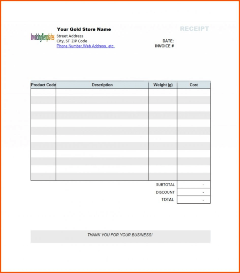 Blank Taxi Receipt Template