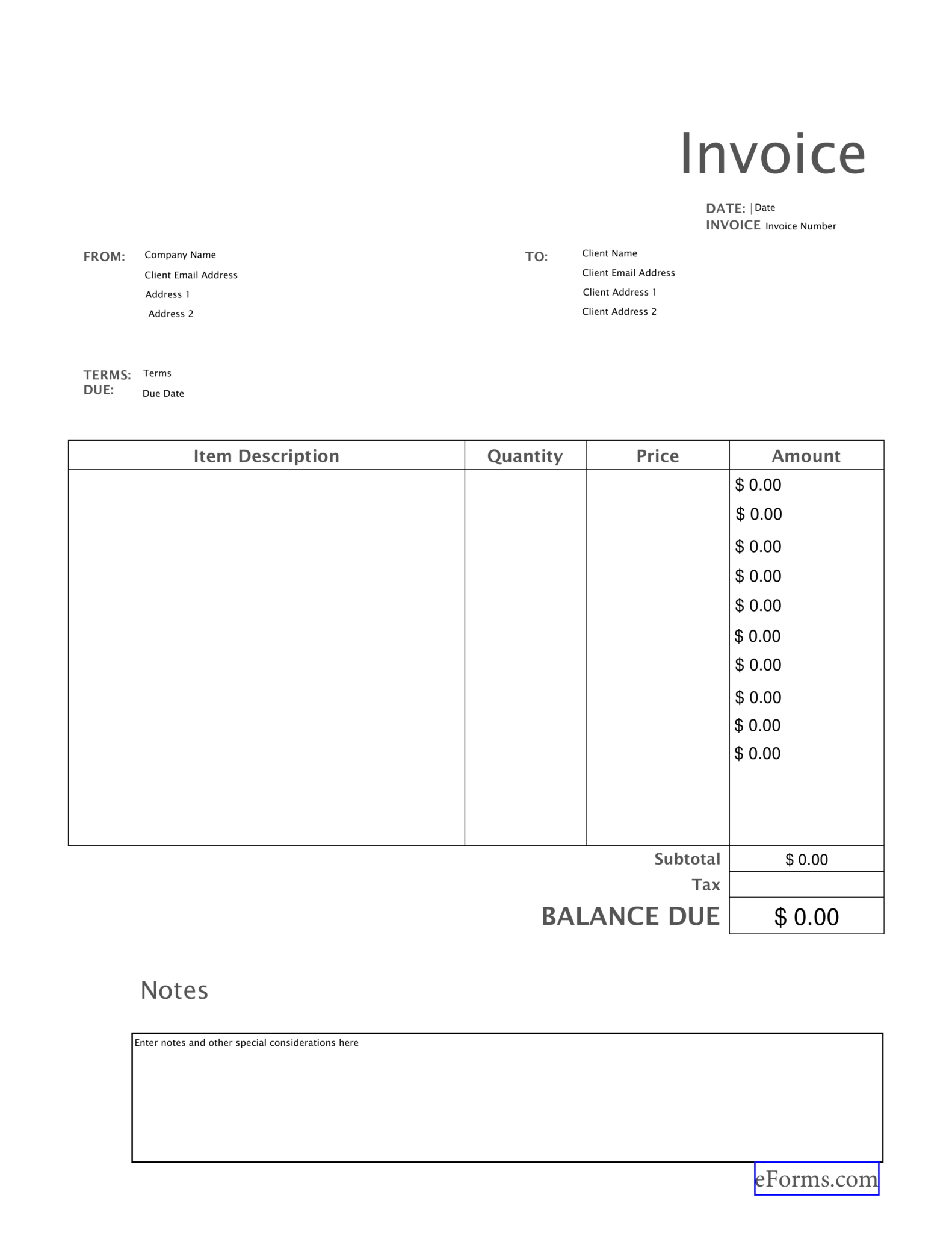 blank invoice template word free download