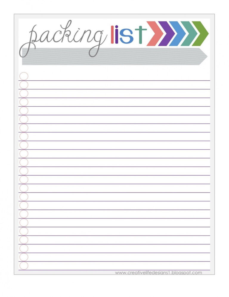 005 Vacation Packing List Template Fantastic Ideas Free For Blank 