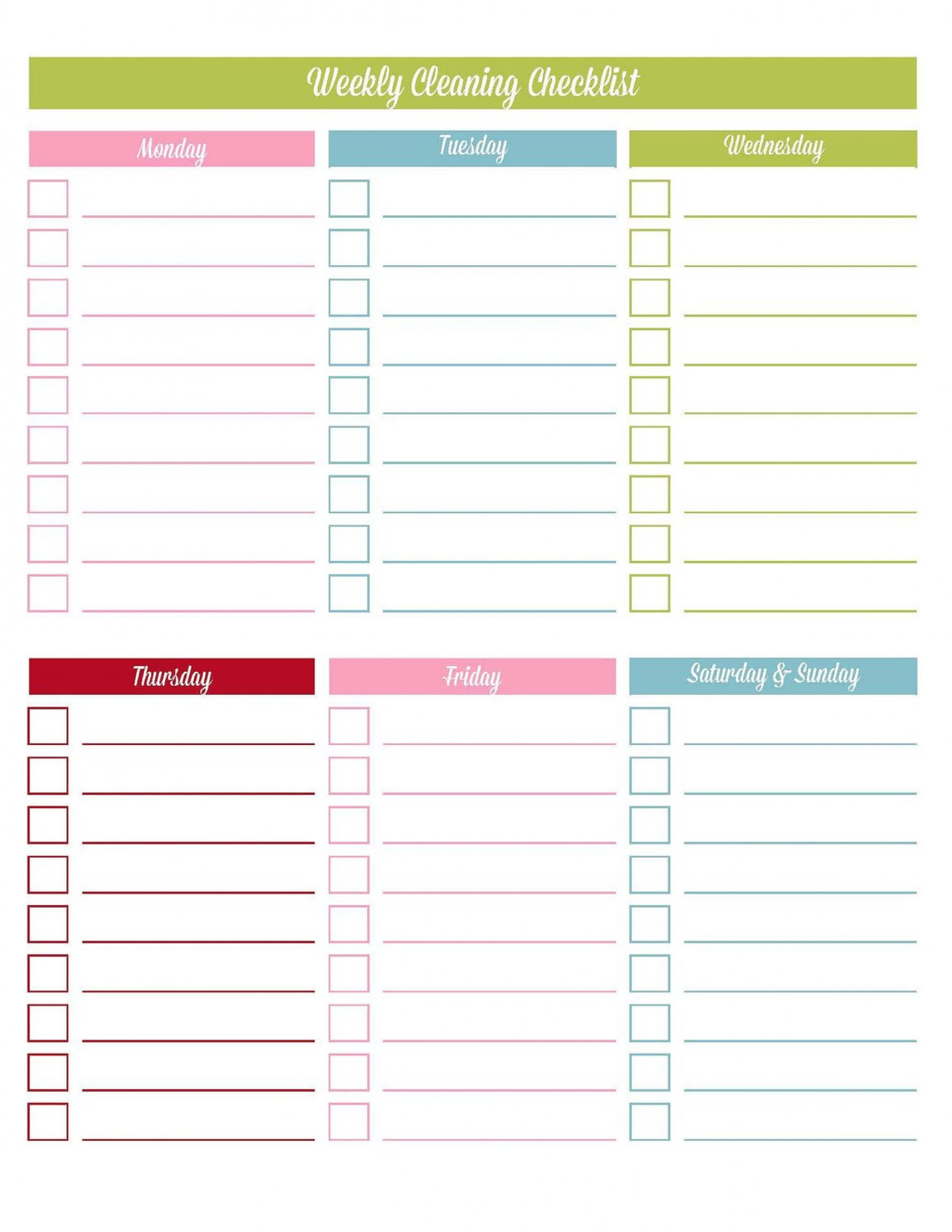 005 Weekly Cleaning Schedule Template Checklists Fascinating Throughout Blank Cleaning Schedule Template
