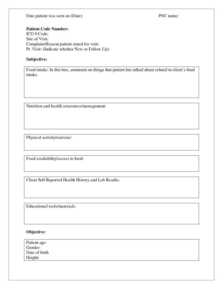 Blank Soap Note Template