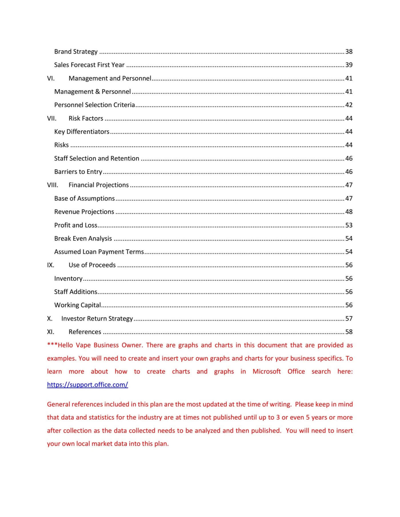 006 Template Ideas Table Of Contents Page Vape Business Plan With Microsoft Word Table Of Contents Template