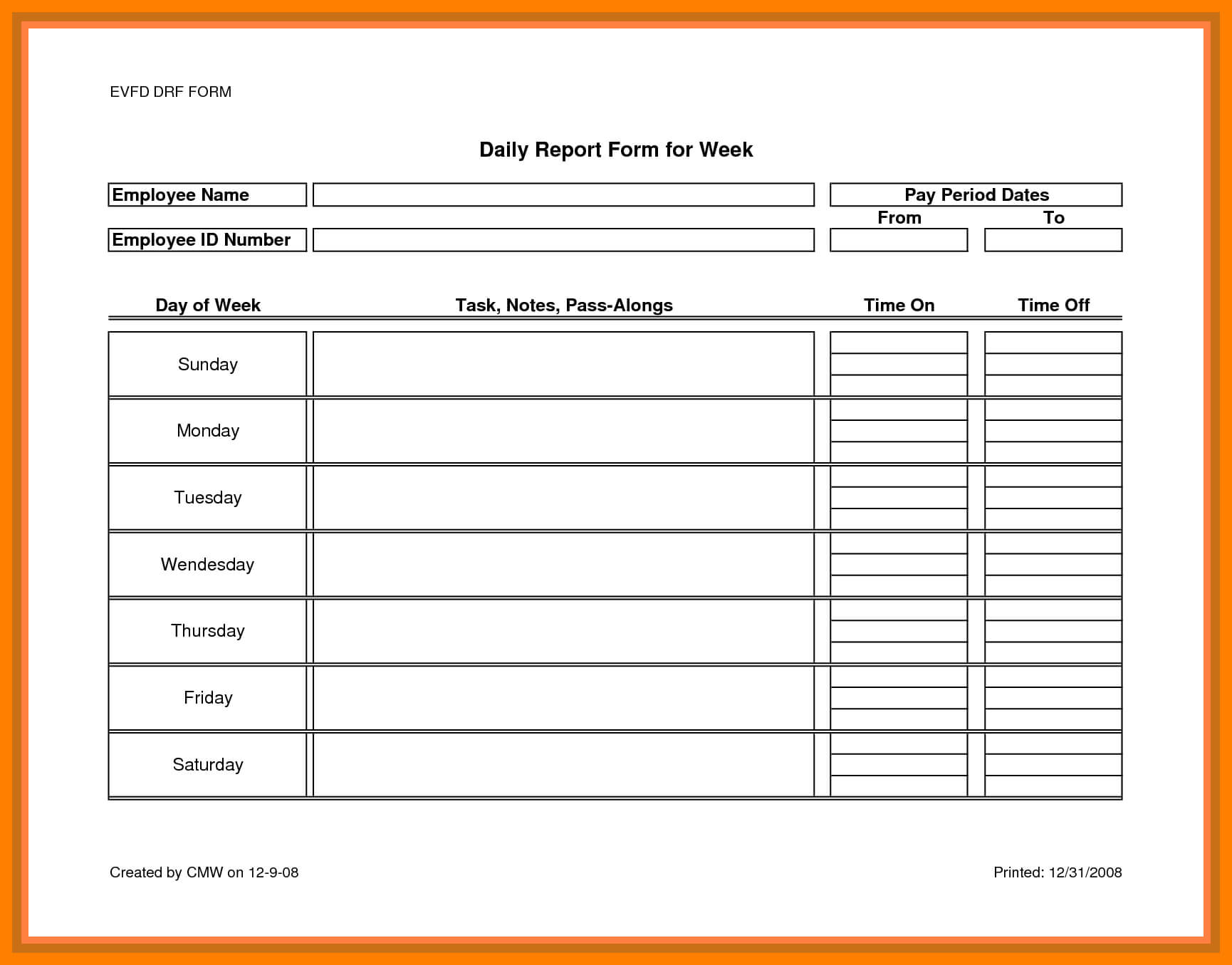how to write daily work report sample