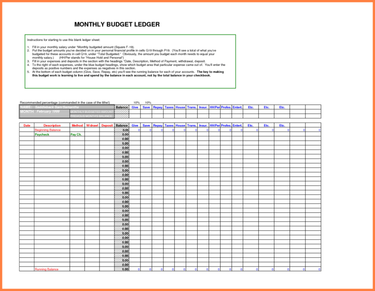 008 Free Bookkeeping Ledger Template Ledgermplate Image Throughout 