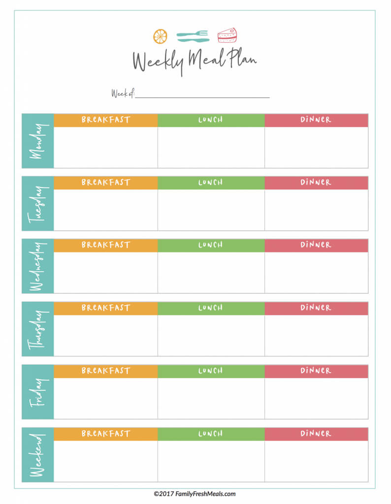 free printable weekly meal planner