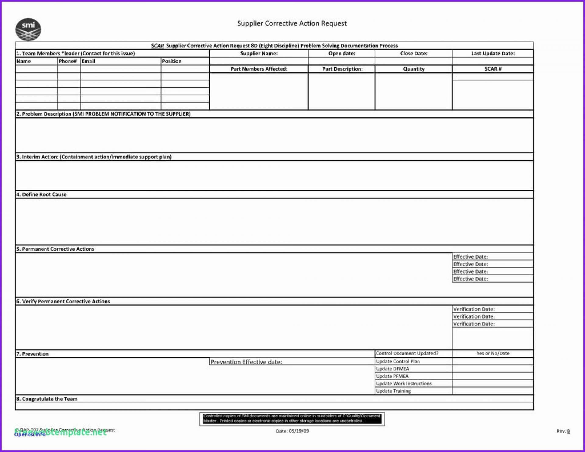 009 Corrective Action Requestrm Iso Template Inspirational With Regard To Ncr Report Template