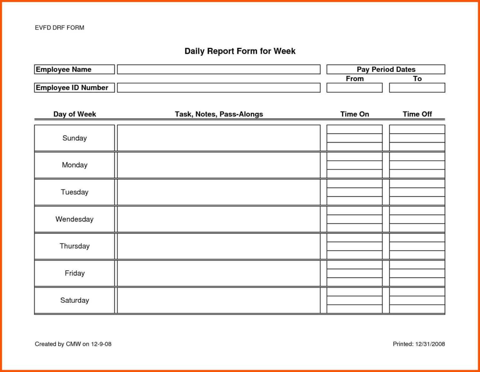 Daily Report Template Email