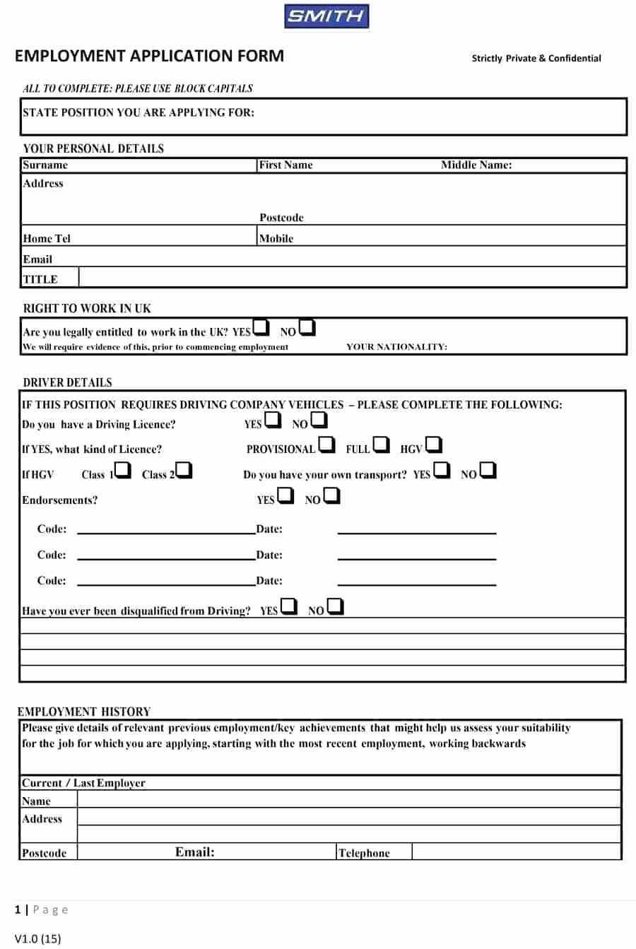 010 Employment Application Word Template Ideas Free Standard with