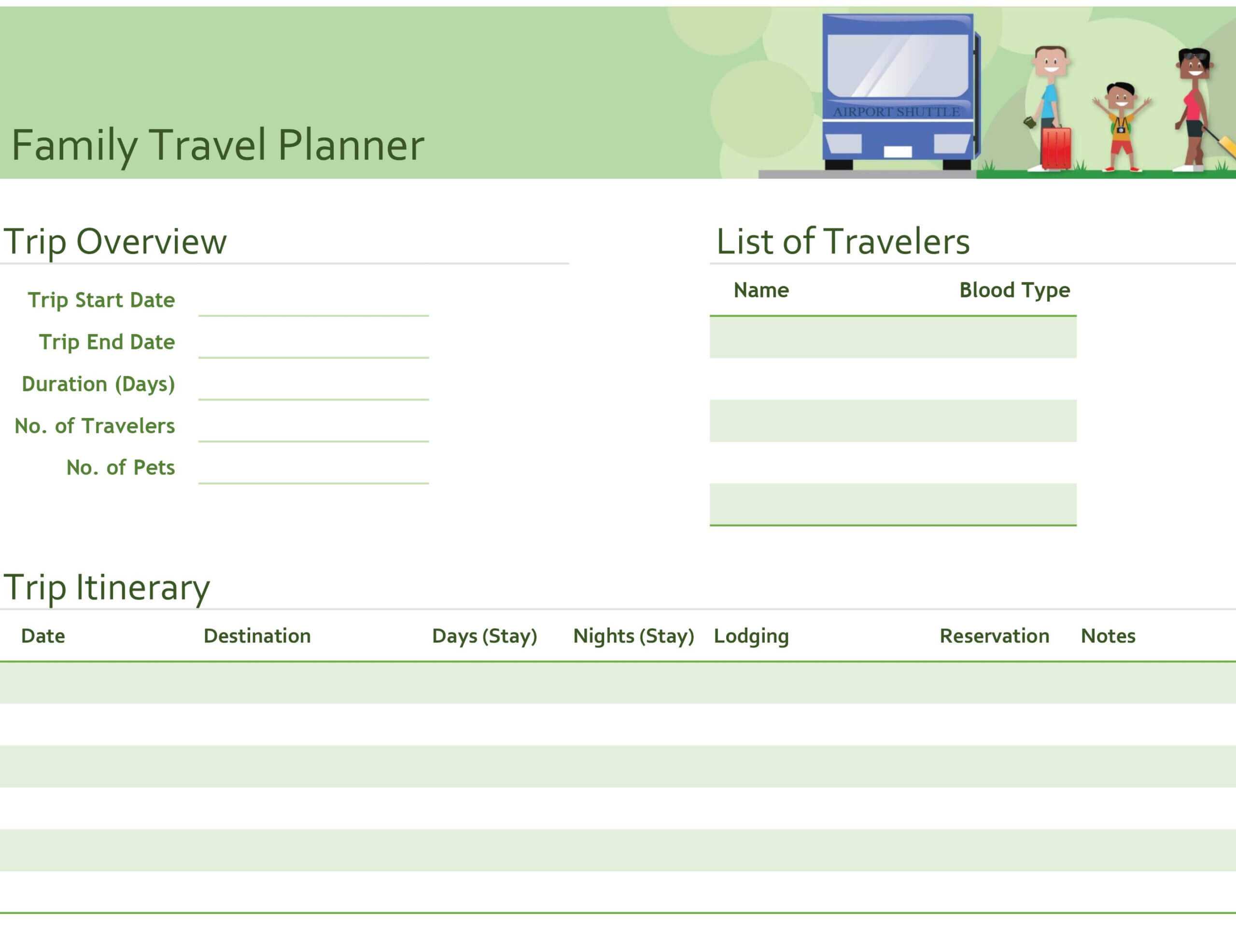 Excel Trip Planner Template Free Download