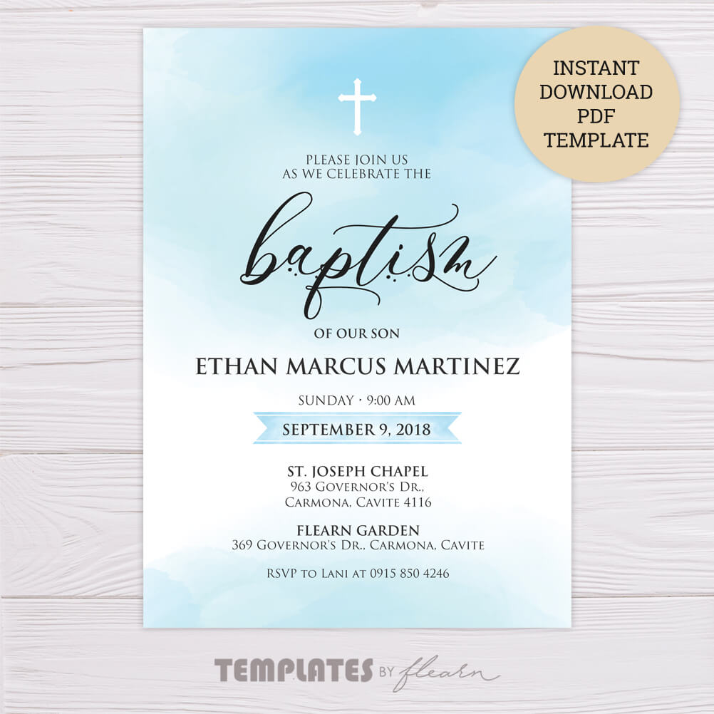 011 Free Baptism Invitation Templates Template Ideas Boy1 Throughout Blank Christening Invitation Templates