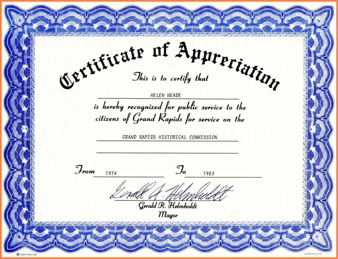 012 Certificate Of Appreciation Templates Free Download Pertaining To Professional Certificate Templates For Word