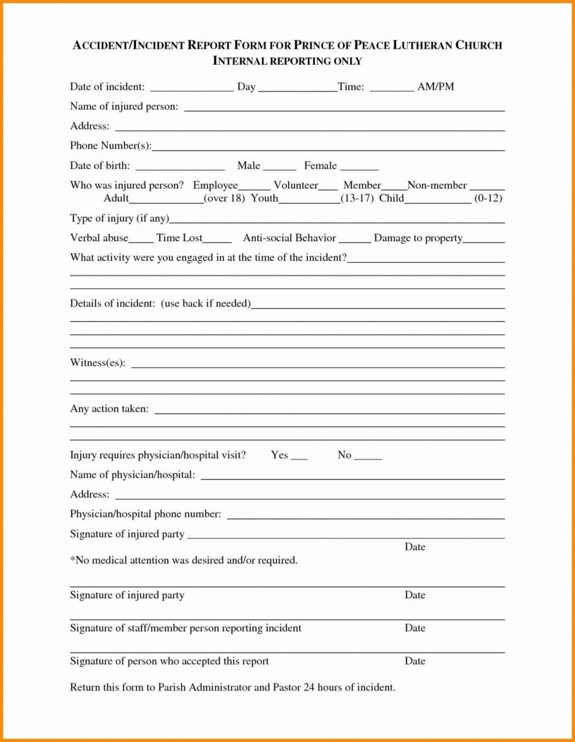 012 Incident Report Template Word South Africadeas Vehicle With Regard To Itil Incident Report Form Template