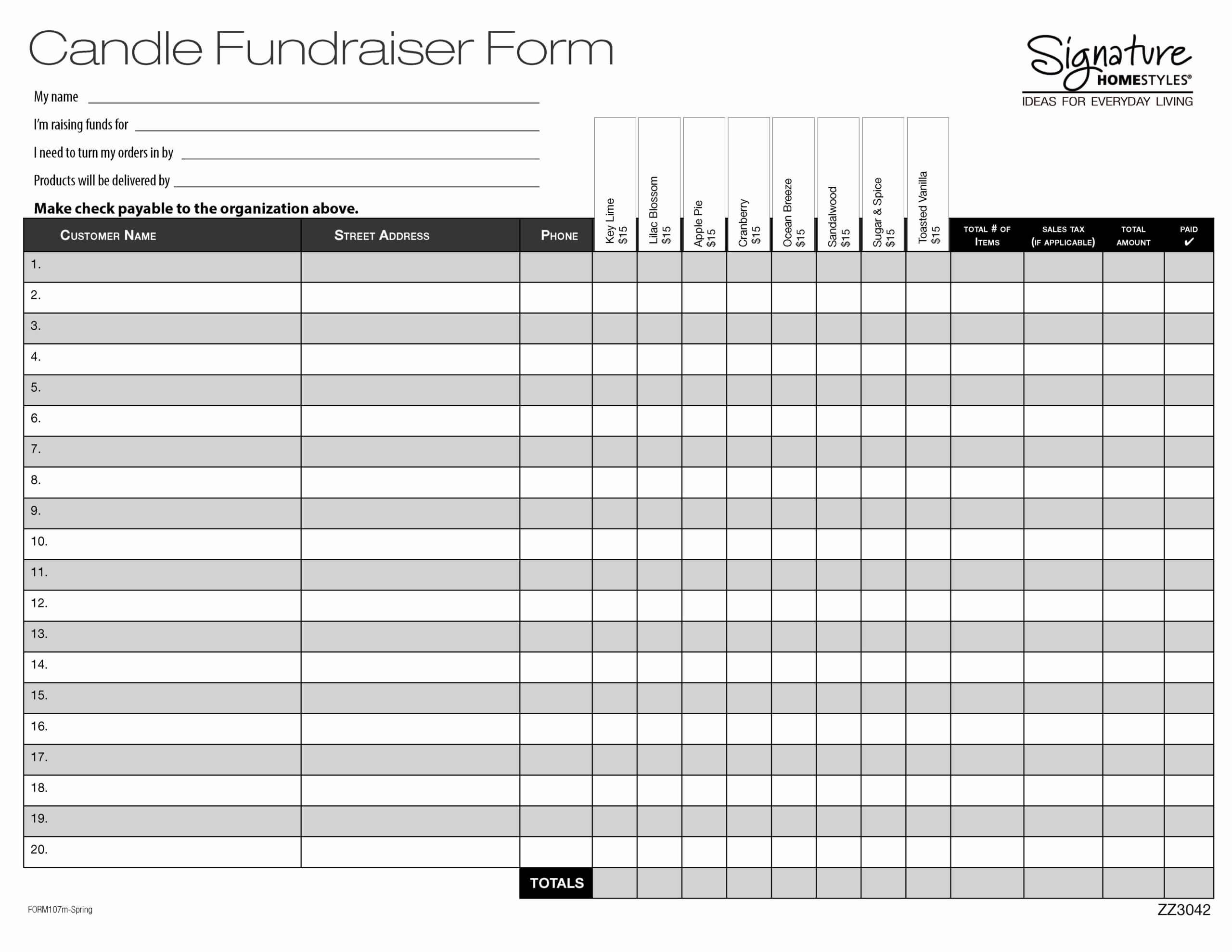 012 Template Ideas Fundraiser Order Form Excel Luxury Within Blank Fundraiser Order Form Template