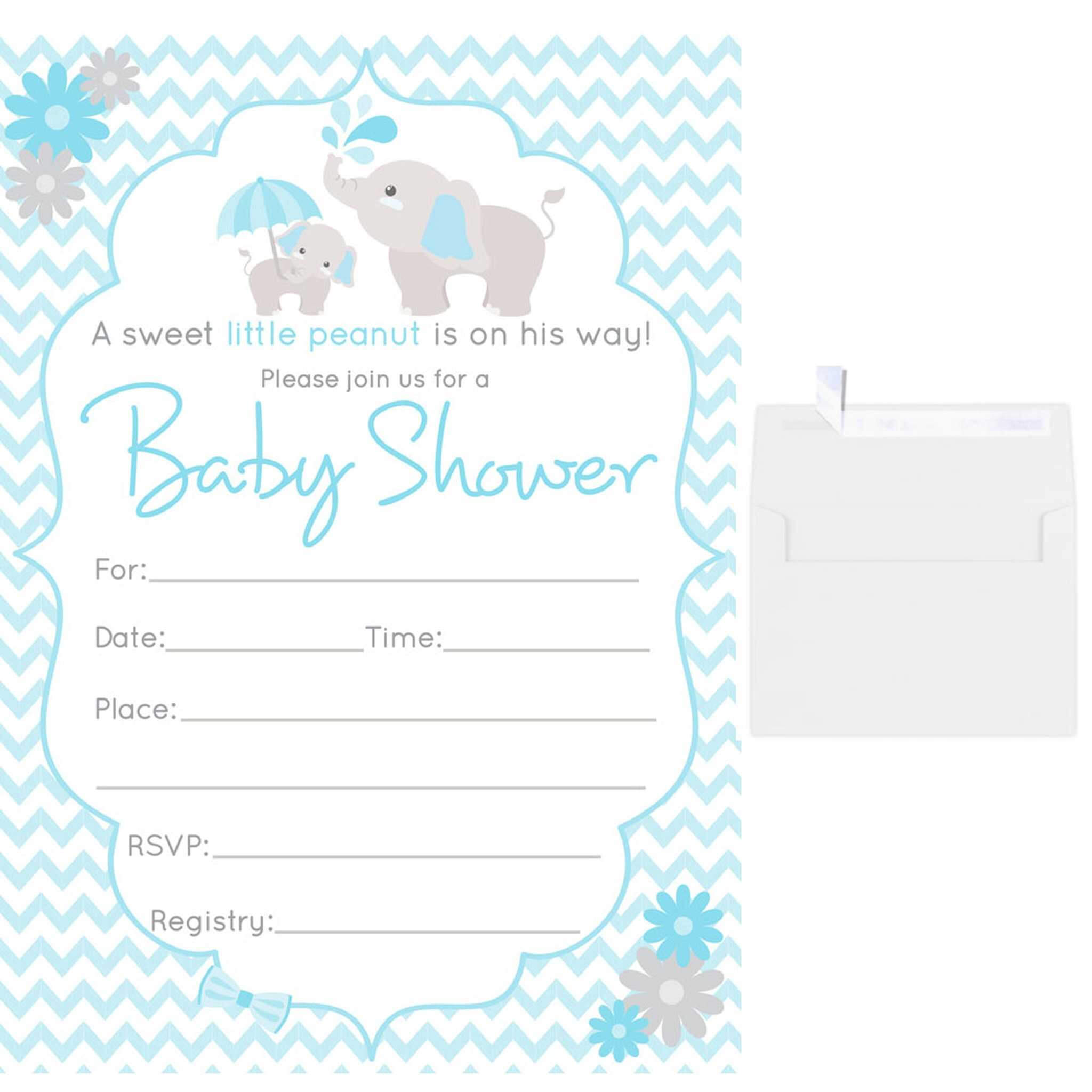 013 Baby Shower Invitation Blank Templates Boy Template Intended For Blank Elephant Template