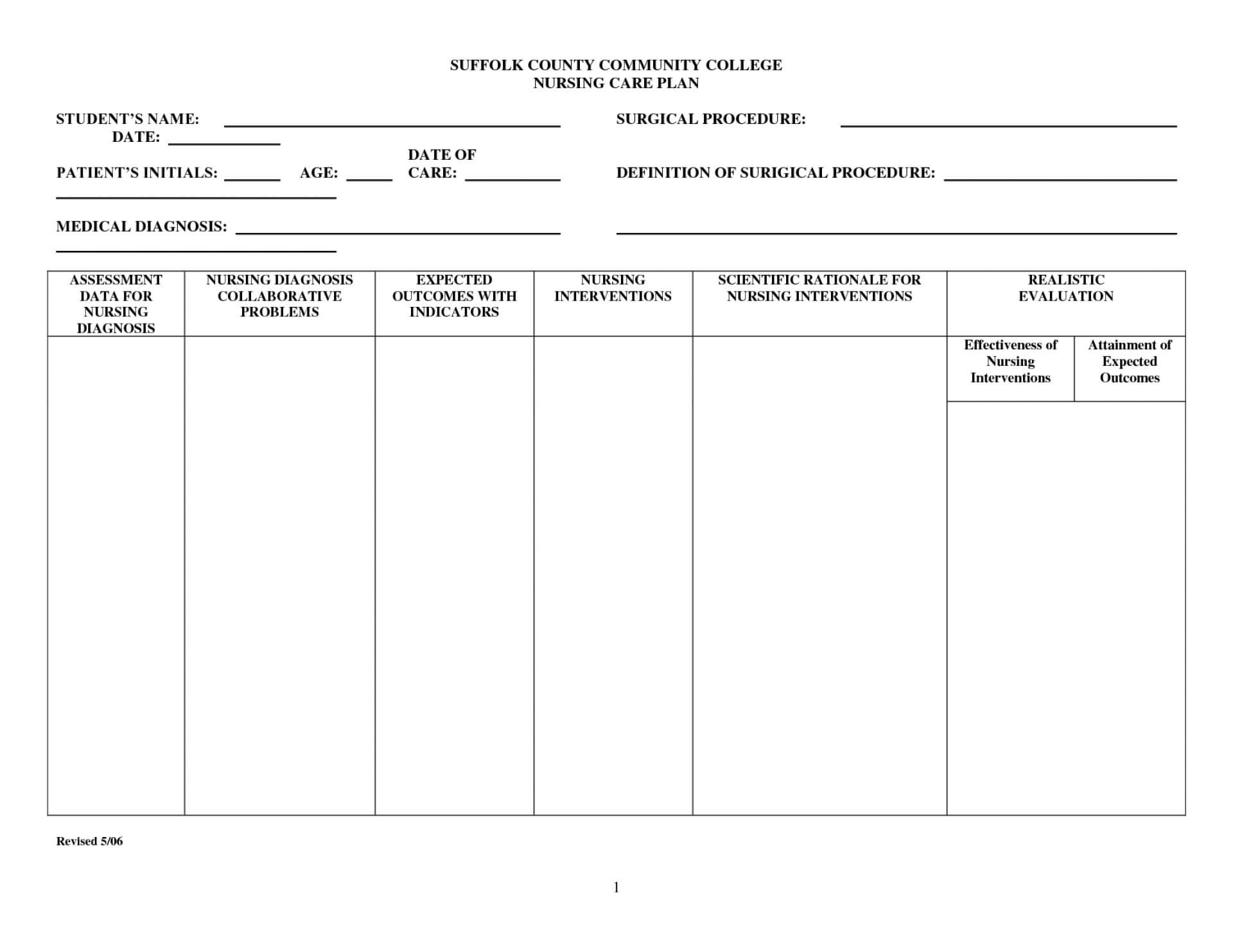 013 Best Nursing Care Plan Templates Blank Free Template Art In Nursing Care Plan Templates Blank