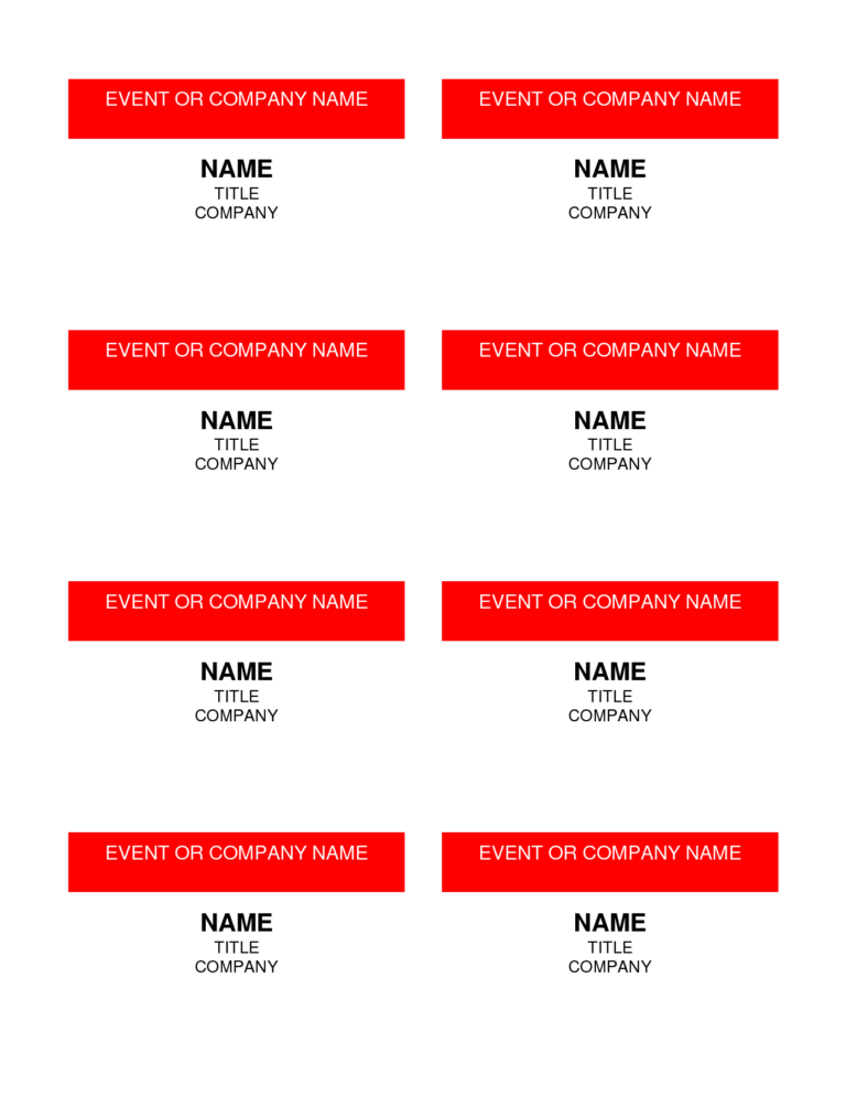 Visitor Badge Template Word