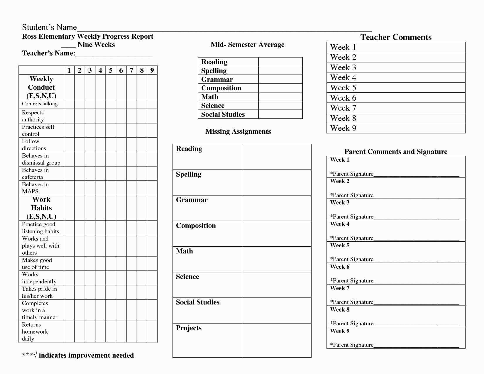 014 Free Printable Homeschool Report Card Template Best With Homeschool Report Card Template