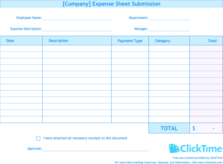 simple expense report template