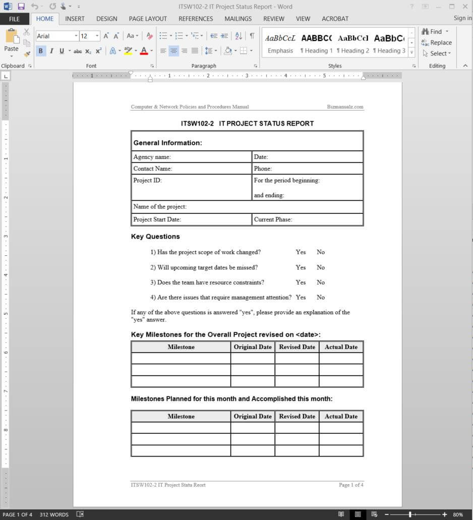015 Itsw102 Project Progress Report Template Stirring Ideas Intended For Daily Status Report Template Software Development