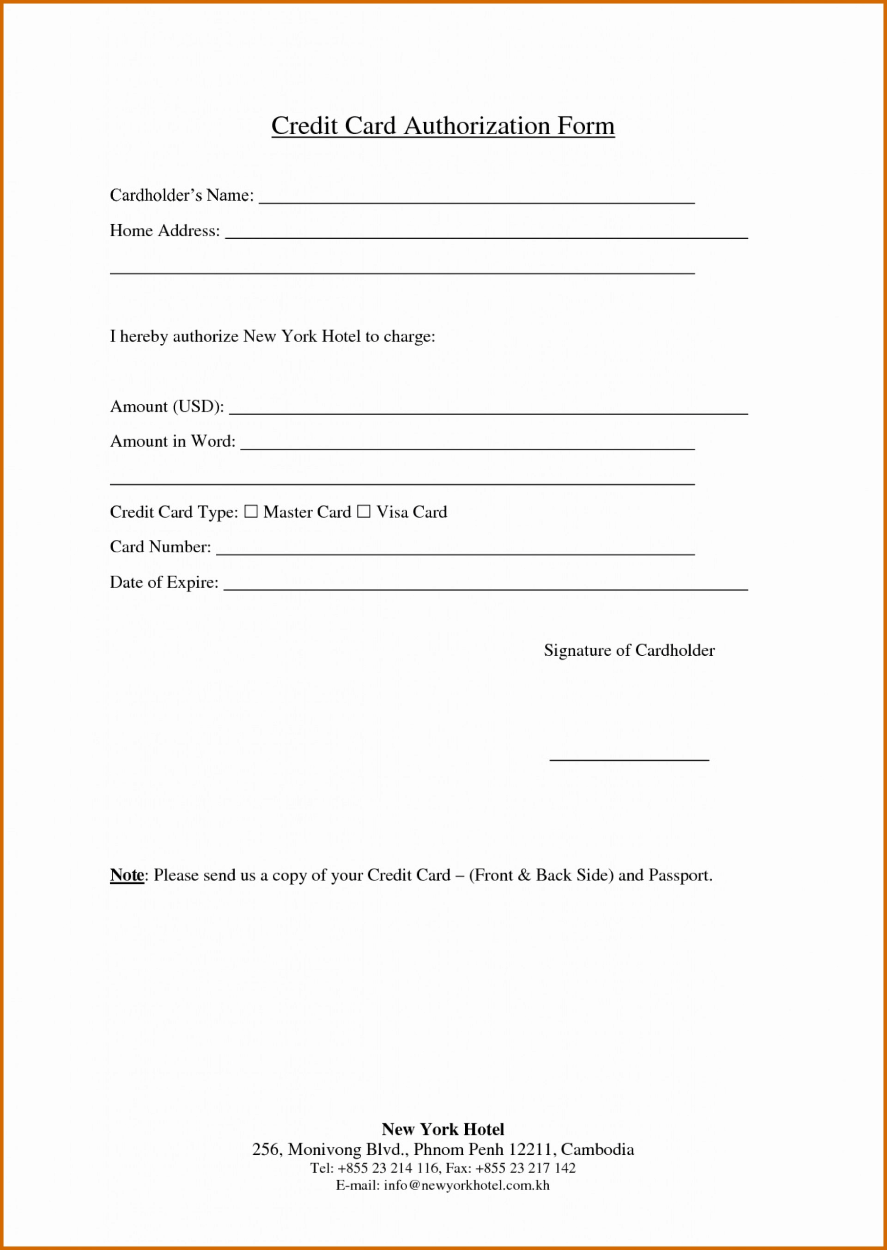 016 Credit Card Authorization Form Template Free Printable Inside Credit Card Authorization Form Template Word