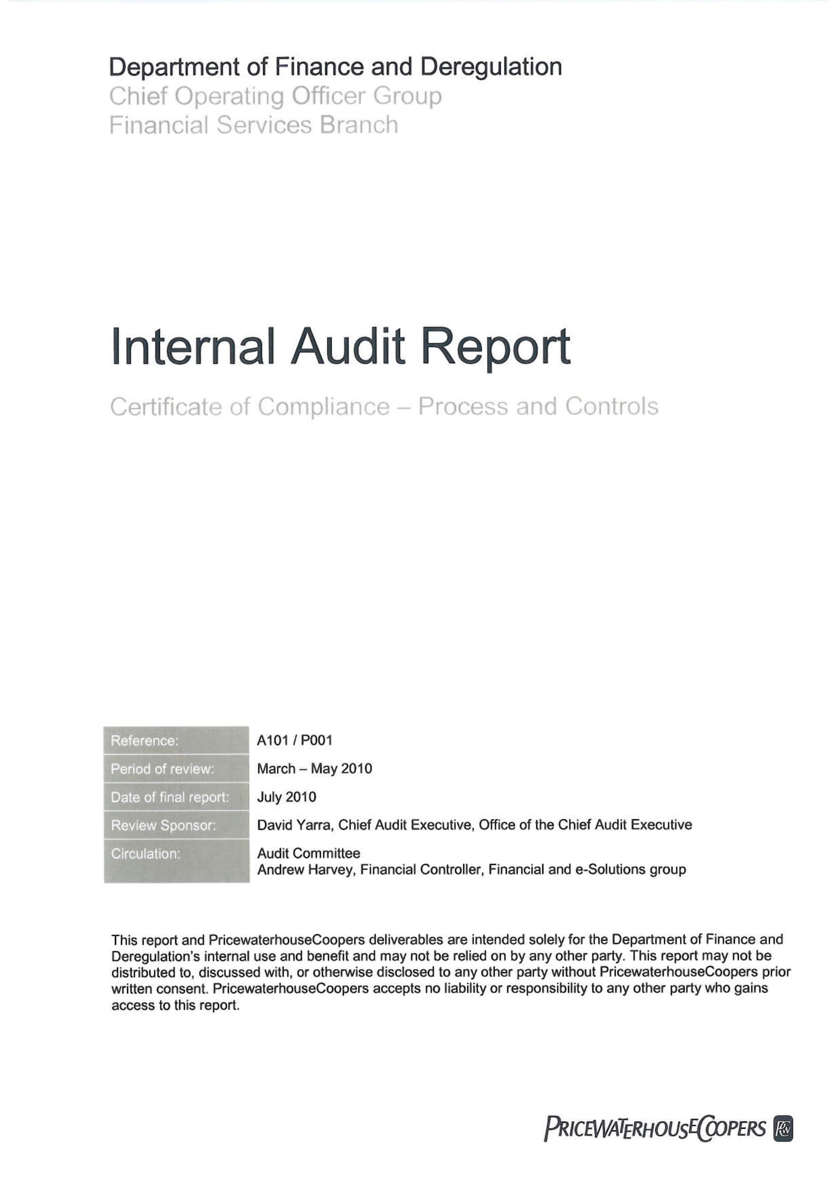017 Detailed Internal Audit Report Example Template Regarding Internal Control Audit Report Template