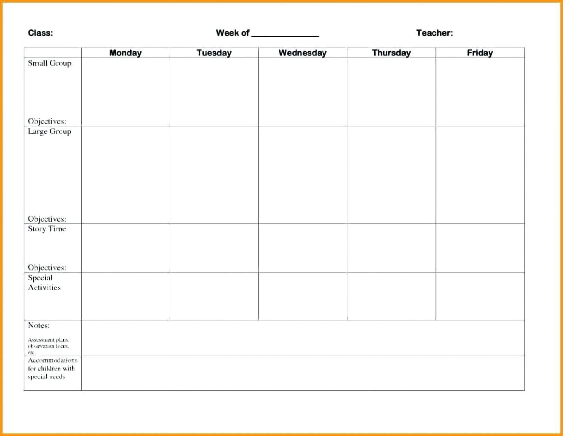 017 Preschool Lesson Plan Template Printable Imposing Ideas With Blank Preschool Lesson Plan Template