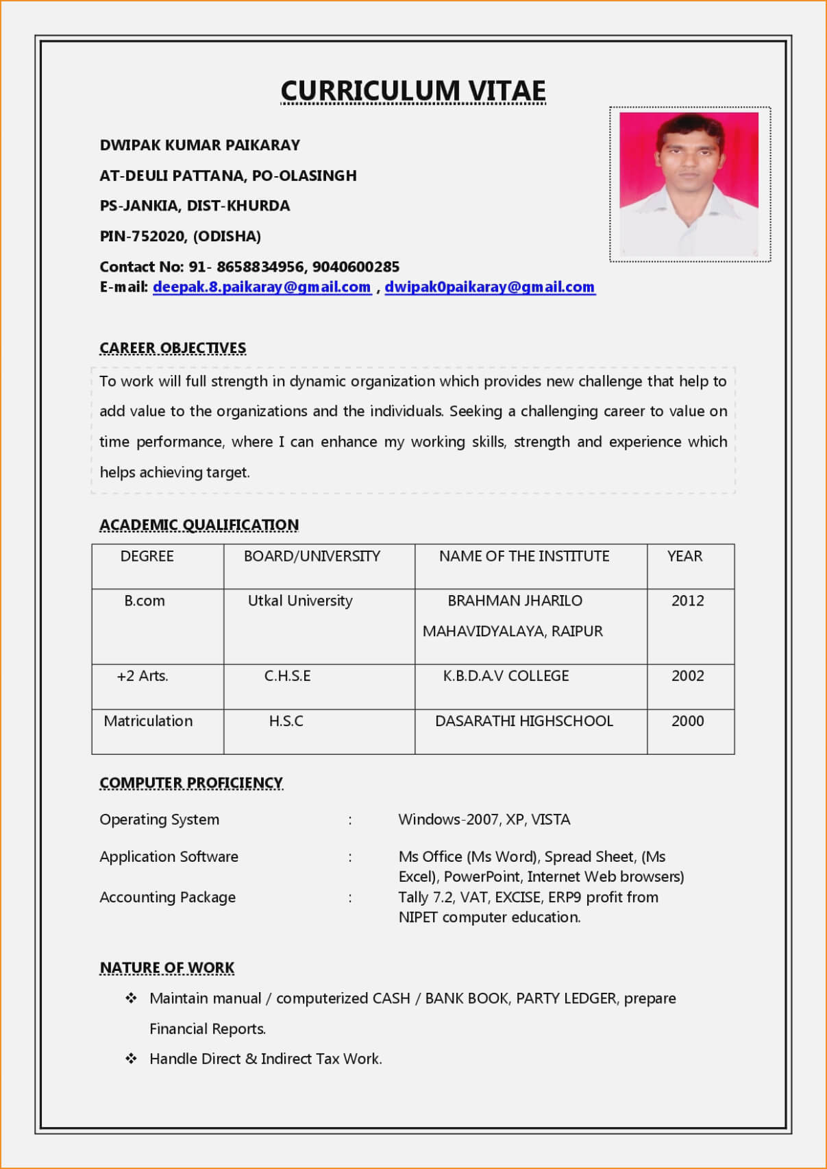 online resume template word document