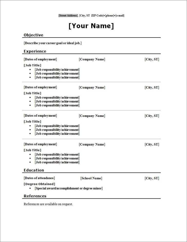 Blank Resume Templates For Microsoft Word 0699