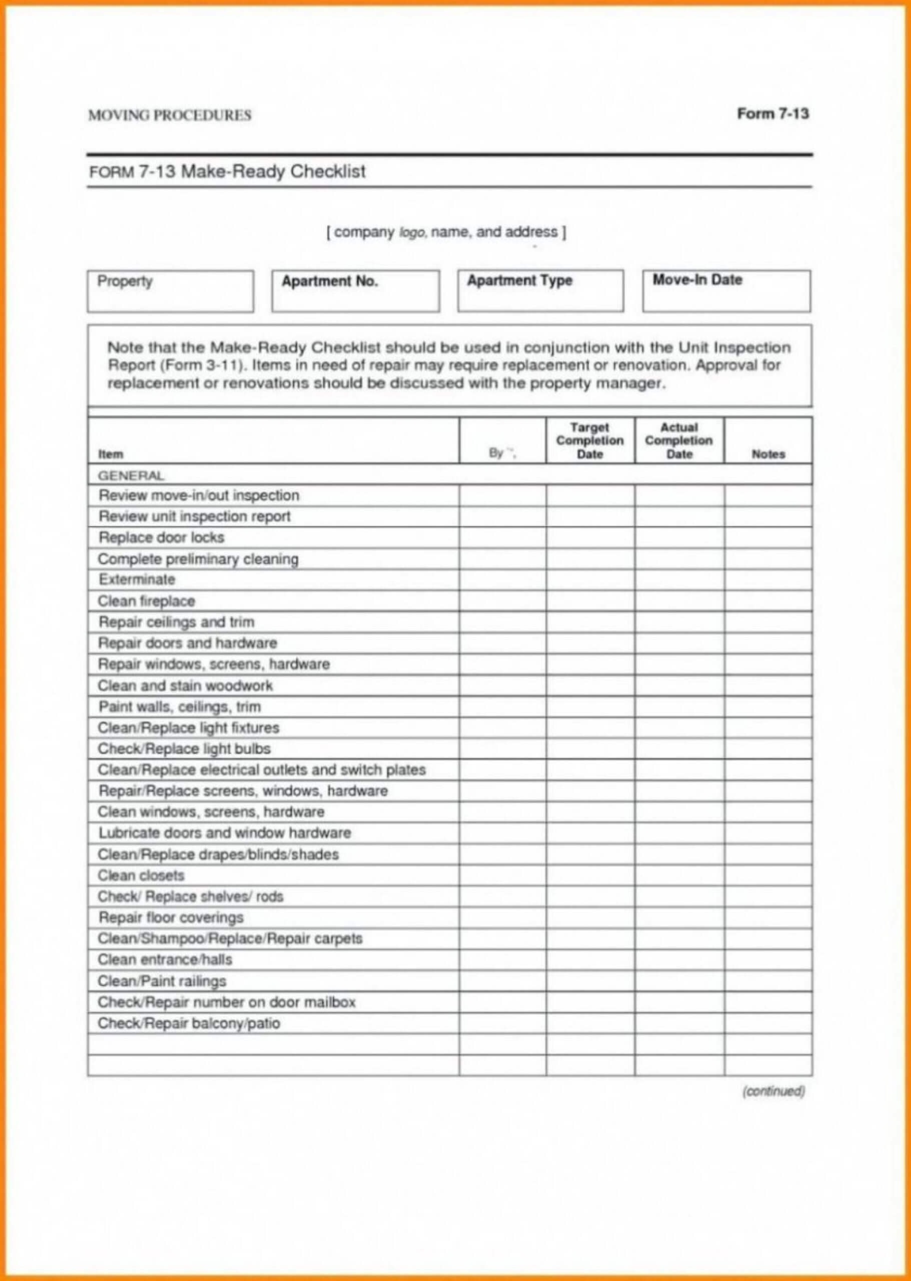 018 Property Management Maintenance Checklist Template Ideas For Property Management Inspection Report Template