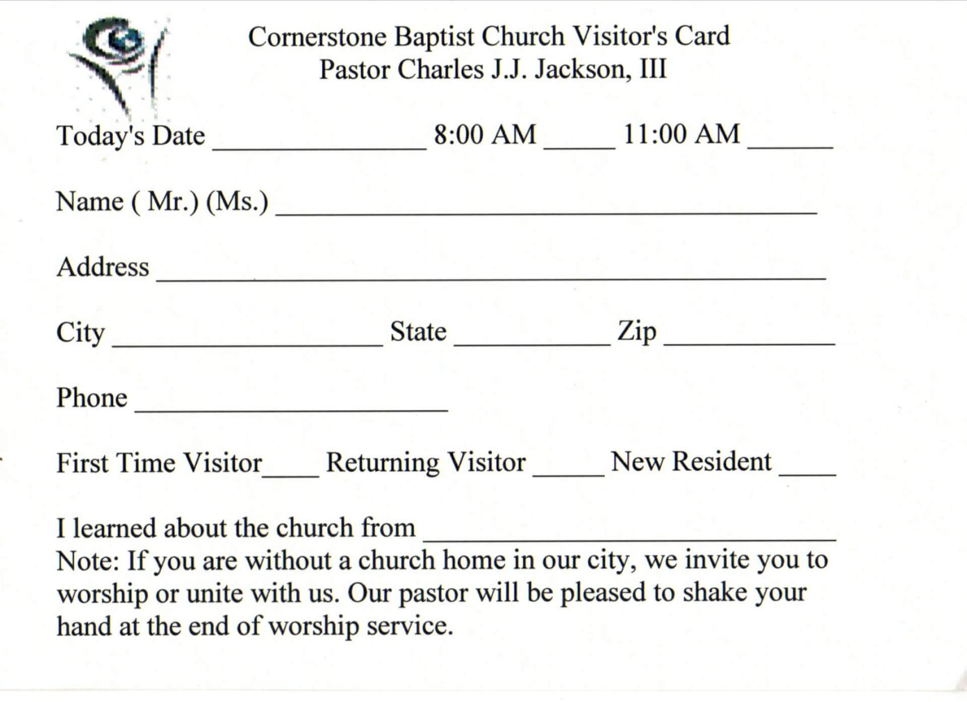 019 Template Ideas Church Visitor Card Word Impressive With Church Visitor Card Template Word