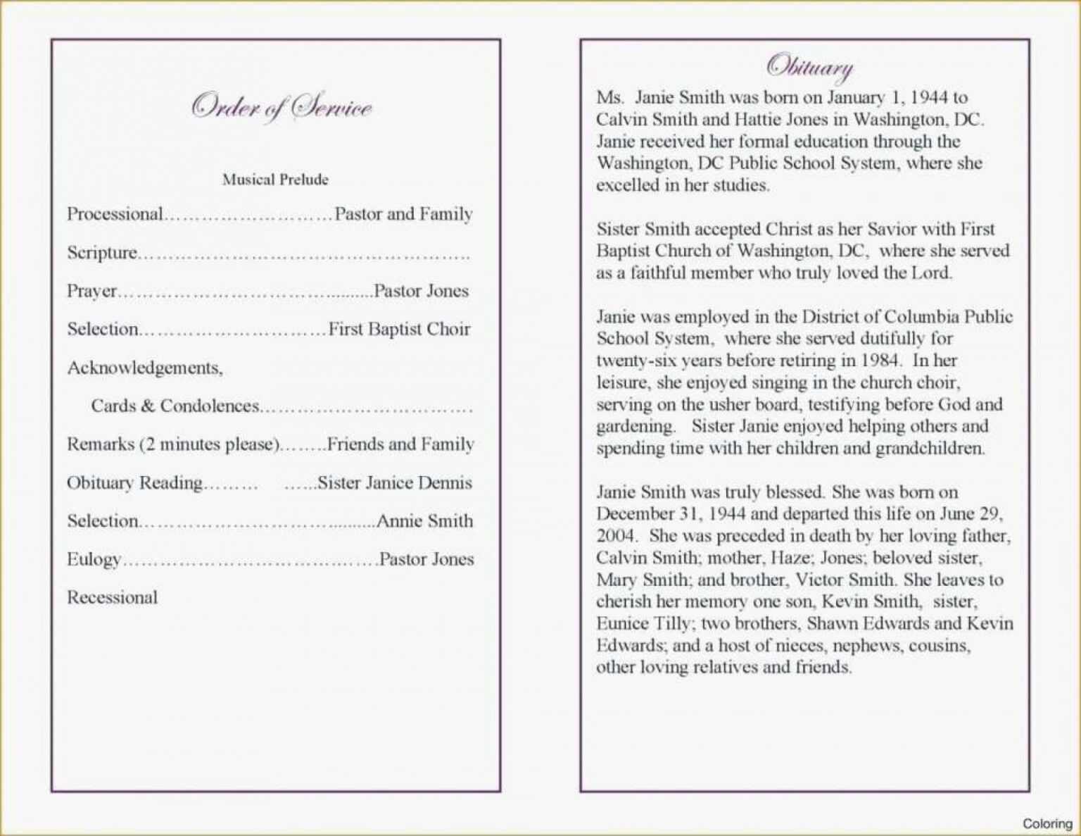 Printable Event Program Template Word