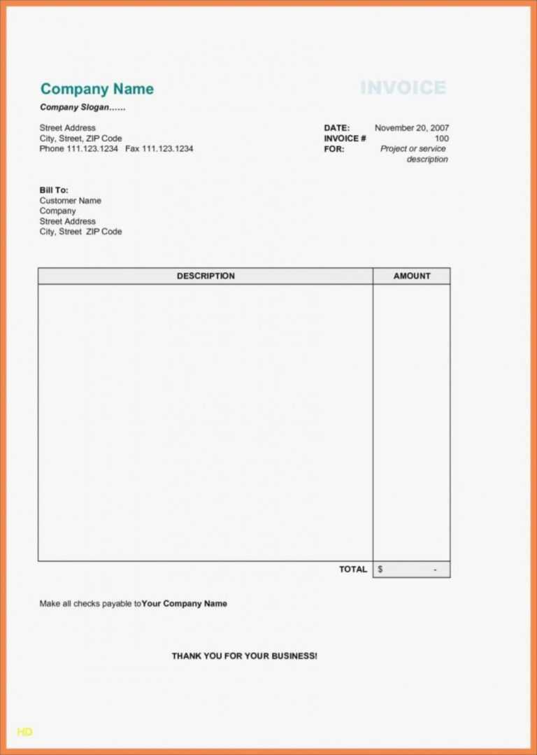 blank invoice template microsoft word