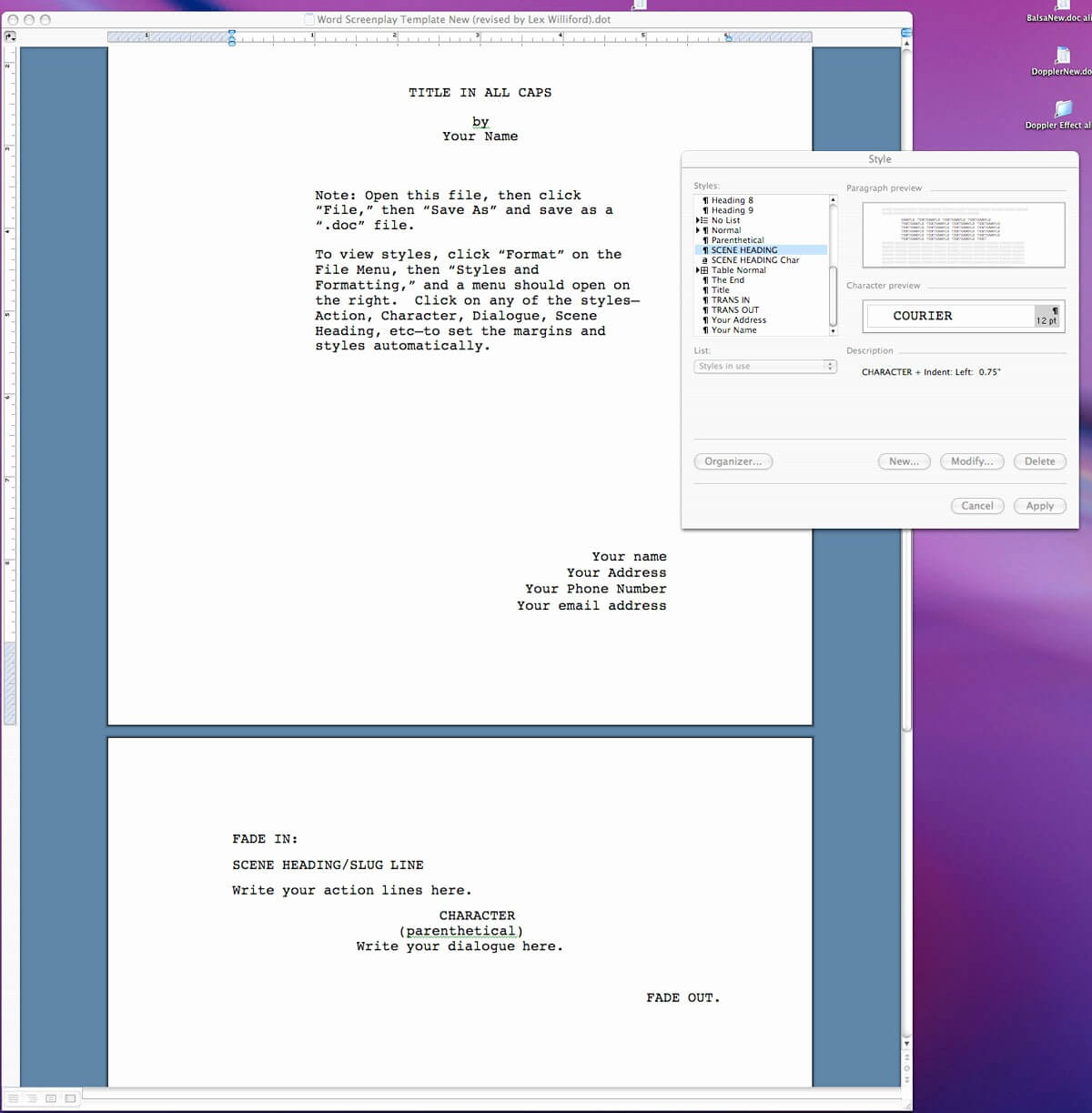 020 Microsoft Word Screenplay Template Ideas Format Intended For Microsoft Word Screenplay Template